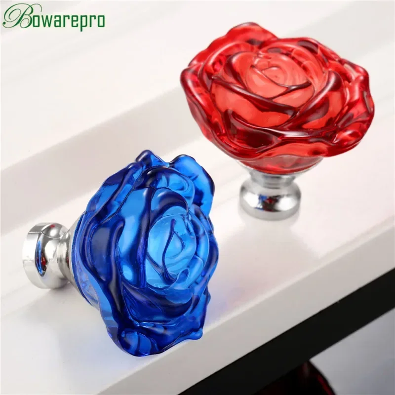 Furniture Hardware Products - bowarepro 50MM Crystal Rose Glass Handle