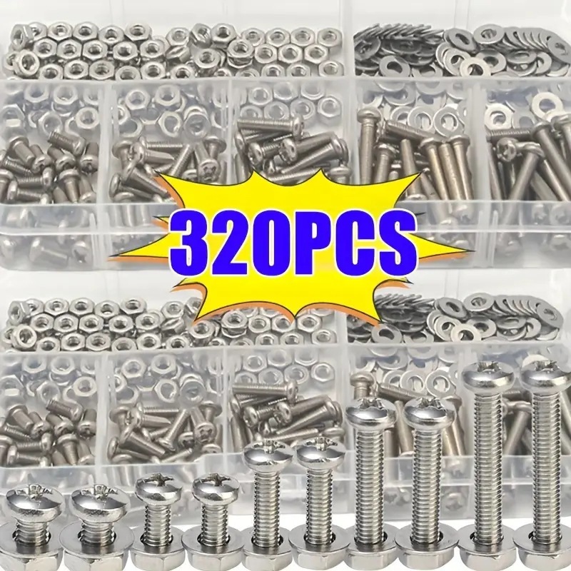 320PCS Hex Nuts & Bolts Set M2 - Furniture Home Hardware recension och pris