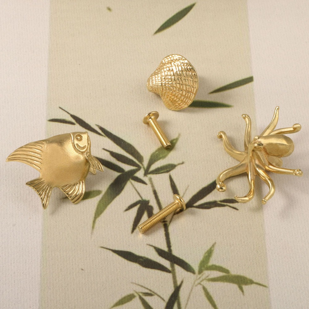 Octopus Gold Color Shell Fish  - Drawer Pull Gold recension och pris