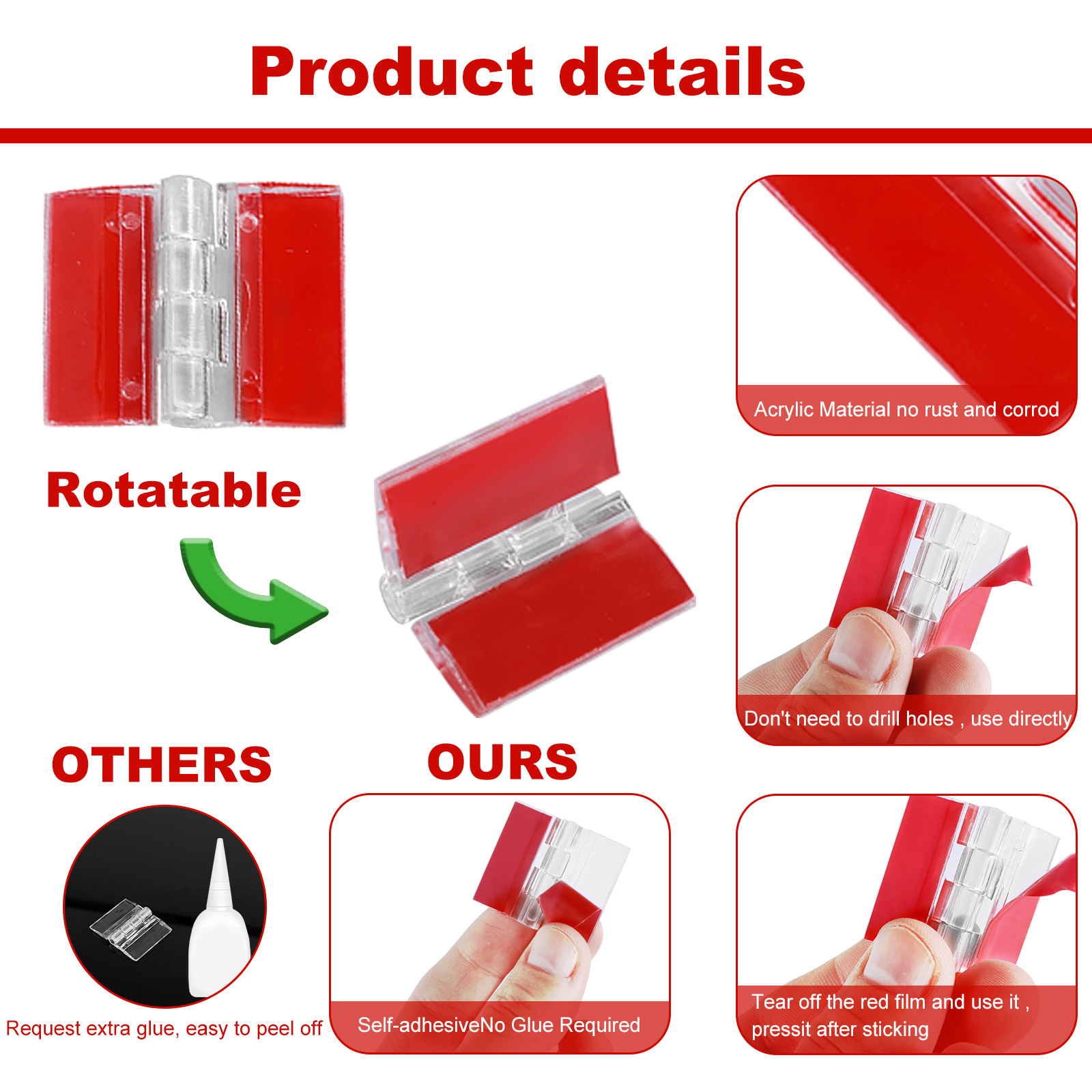 10/20Pcs Folding Hinges Acryli - Furniture Hardware Hinges recension och pris